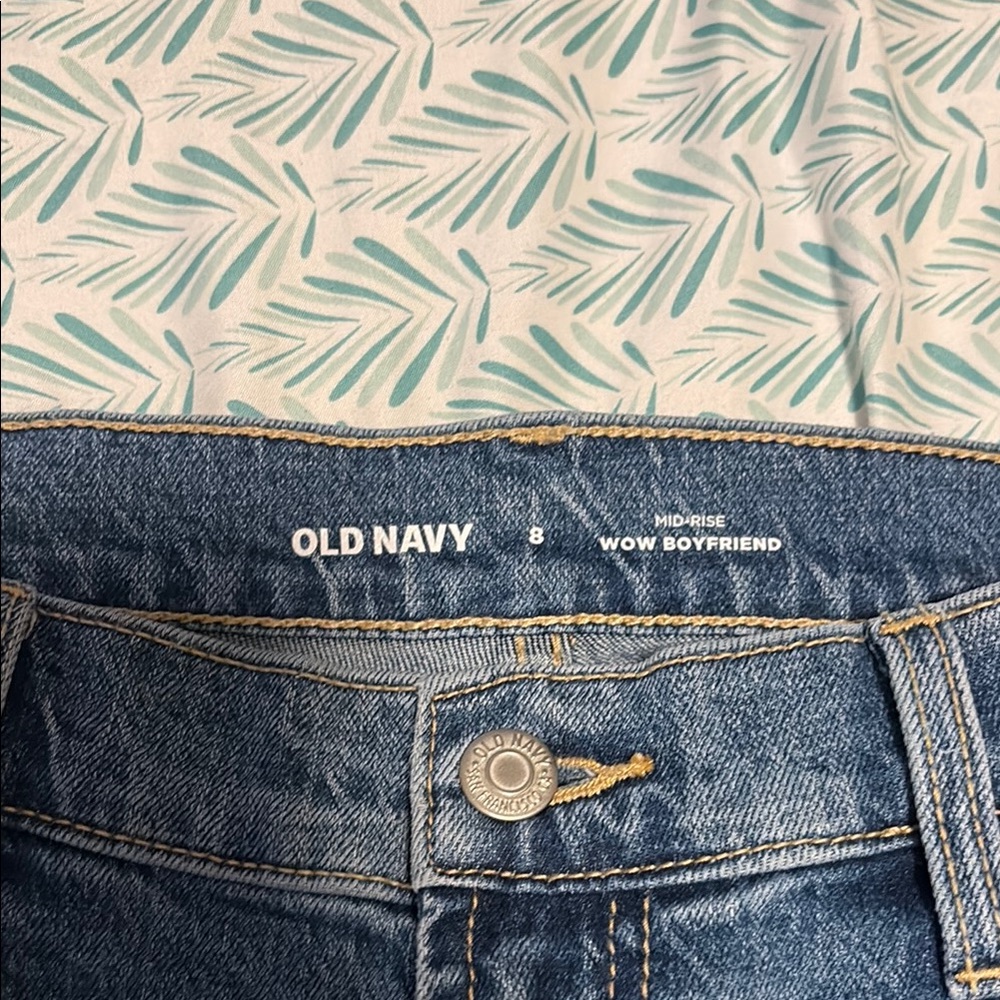 Old Navy Blue Boyfriend Jeans Relaxed Fit - Picture 2 of 3